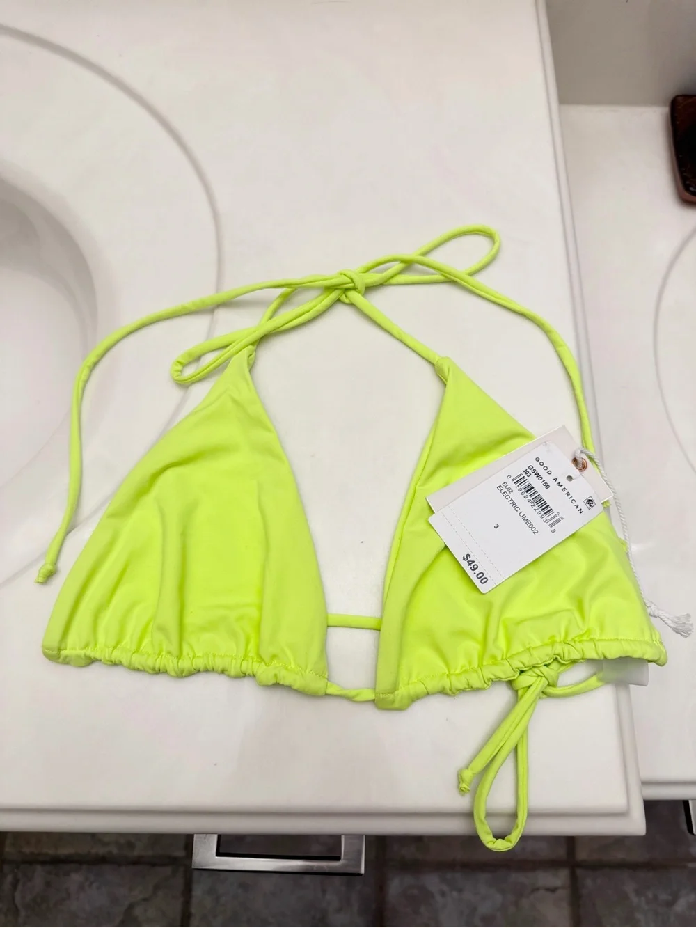 Good american Neon Yellow Triangle Swim Top